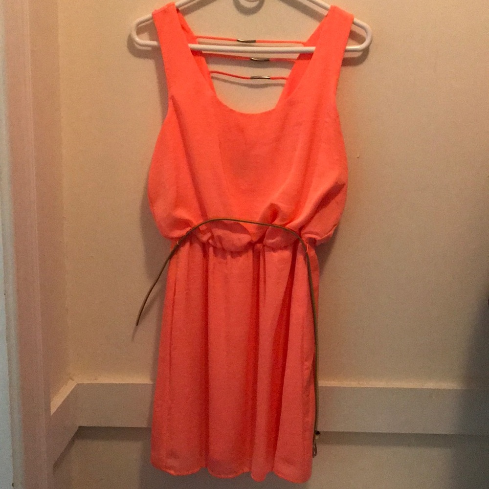 Salmon Dress W/Gold Belt